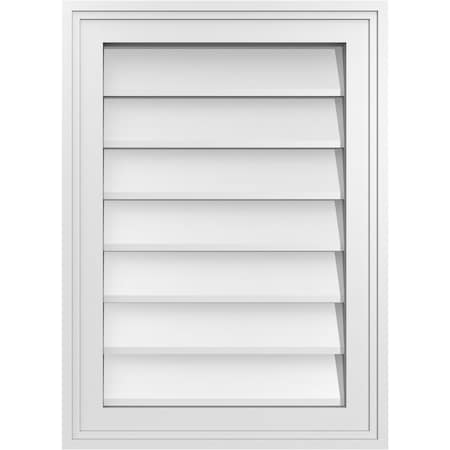 Ekena Millwork Vertical Surface Mount PVC Gable Vnt: Non-Functional, w/2"W x 1-1/2"H, Brickmould Frame, 16"W x 22"H GVPVE16X2202SN